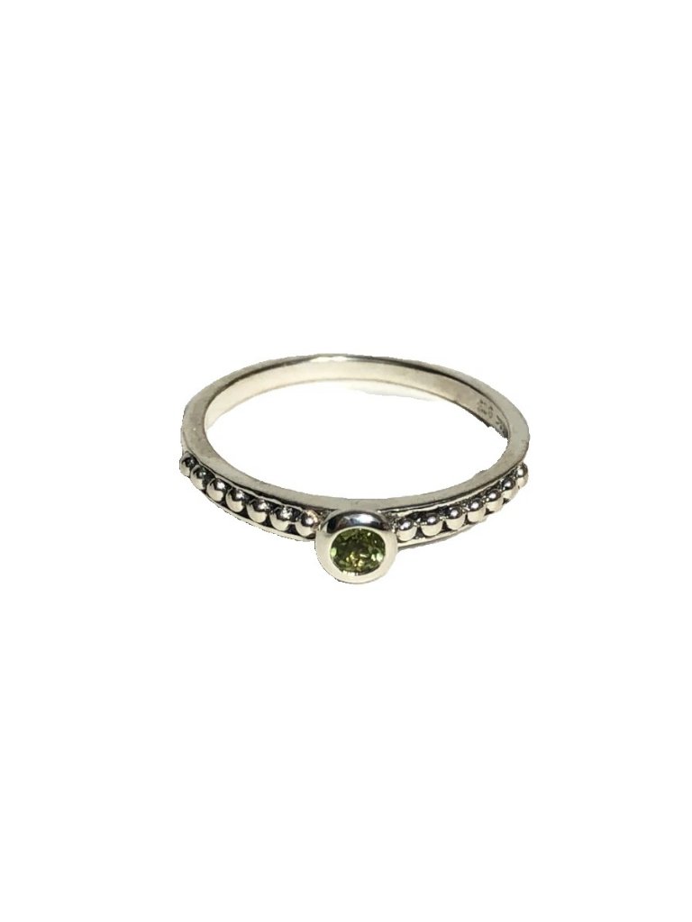 Peridot Stacking Petite Beaded Ring Sterling Silver 925 Town And Country T & C S